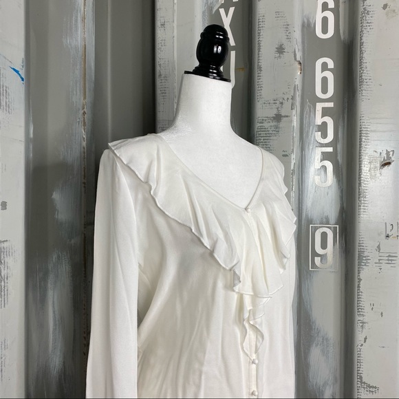 🆕 NWT Black Swan Long Sleeve Frilly White Ruffle Romantic Poet Blouse S/SMALL - Picture 5 of 11